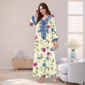 M316, conjuntos modestos de talla grande para <span class=keywords><strong>mujer</strong></span>, Vestido de manga larga con cuello en V estampado Europeo Americano transfronterizo, bata para <span class=keywords><strong>Amazon</strong></span>, superventas - Product Image 3