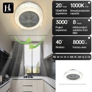 Modern Metal Ceiling Fan Light LED Daylight Illumination <b>Remote</b> <b>Control</b> Aluminum Body Surface Mounted Bedroom CRI 90 IP33 AC/DC - Product Image 2