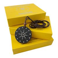 Collier Hoonni en pierre de lave noire avec pendentif tournesol en strass, énergie quantique, guérison, pour usage quotidien, cadeau