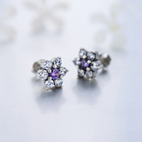 Anting Tusuk Perak 925 Sterling Berhiaskan Bunga Mewah dengan Zirkonia Kubik untuk Wanita, Perhiasan Berkualitas untuk Pesta