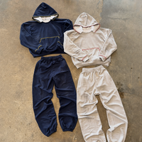 Ensemble de survêtement deux pièces en molleton bouclette lourd et uni pour homme : pantalon de jogging et sweat à capuche