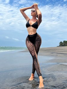 Collant a Rete Larghi Floreali Sexy Senza Piedi per Donna, Estivi, <span class=keywords><strong>Taglie</strong></span> <span class=keywords><strong>Forti</strong></span>, Traspiranti ed Eco-Friendly - Product Image 6