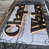 Letras Iluminadas con Halo, Recubiertas de Acero Inoxidable Negro Mate, Pintadas con Spray de 75 mm de Grosor, Alta Calificación, Letrero Personalizado, Directo de Fábrica