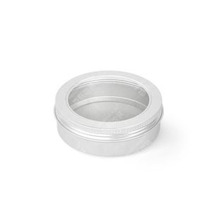 100ml Bulk Aluminum Round Tin <b>Boxes</b> with Screw Lid Clear Window for Cosmetic Packaging-Customizable Colors Recyclable Materials - Product Image 1