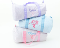 Sac de voyage pliable promotionnel personnalisé pour enfants, motif rayé Seersucker, idéal pour la danse et les week-ends