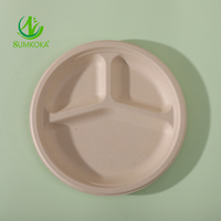 Assiettes en papier bagasse biodégradables Sumkoka 100% compostables 6/7/9/10'' personnalisées, écologiques, sans PFAS