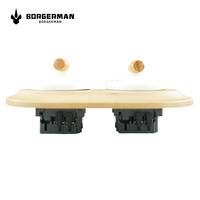 Borgerman Design Contemporain Céramique Vintage Prise Murale Rétro Prise à Bascule Base en Bois Double Prise Murale pour la Maison