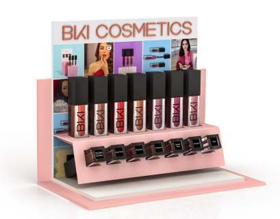 Modern Acrylic Floor Stand Cosmetic Display Stand for Perfume Eyelash Lipstick Makeup-Customizable Size & Color — view 2
