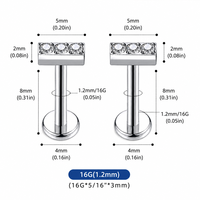 Ensemble de Piercings pour le Nez Thorrk G23 en Titane avec Pierres CZ 5A, Bijoux de Piercing Corporel à Filetage Interne pour Cartilage d'Oreille, Finition Polie Haute Brillance