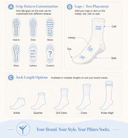 Chaussettes de yoga personnalisées, confortables, antidérapantes, respirantes et douces pour femmes, idéales pour le Pilates et le fitness.