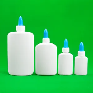 Botella de pegamento para apretar de plástico HDPE de 60ml de color natural con tapón de rosca azul y rojo para la escuela, pegamento DIY y uso químico