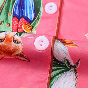 Conjunto de Pijama de Manga Corta con Estampado de Gato y Zorro Rosa de Dibujos Animados, Suave y Transpirable, de 2 Piezas, Ropa de Dormir con Estampado de Animales <span class=keywords><strong>para</strong></span> Mujer - Product Image 3