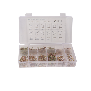 Kit d'assortiment de 250 pinces à ressort en <span class=keywords><strong>acier</strong></span> inoxydable de 5 <span class=keywords><strong>mm</strong></span> à 14 <span class=keywords><strong>mm</strong></span> pour tuyaux de carburant, de conduites d'huile et de tubes d'air - Product Image 1