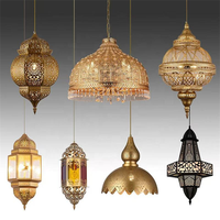 Lampe à Suspension Dorée Créative Style Marocain Lustres de Luxe Led Suspension pour Restaurant