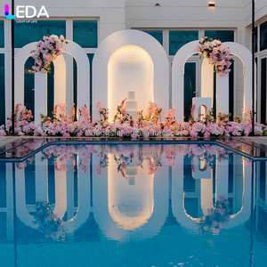 LEDA Ensemble personnalisable de 5 pièces, arche carrée blanche, toile de fond en PVC acrylique, décoration de scène de mariage - Product Image 4