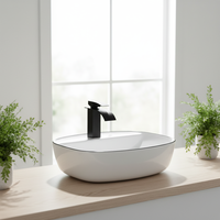 Vasque à poser en céramique durable et étanche, design moderne, cuvette ovale pour lavage des mains, pour comptoir de salle de bain