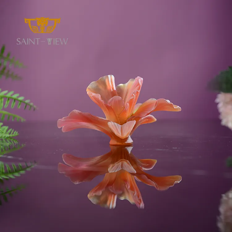 SAINT-VIEW Handmade Crystal Bling Quartz Flower Glass Paperweight Table Decoration for Living Room
