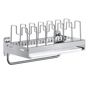 Estante de almacenamiento de acero inoxidable para montar en la pared, estante telescópico ajustable para ollas, soporte para utensilios de cocina, diseño rectangular - Product Image 5