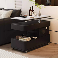 Table d'appoint mobile avec plateau relevable, meuble de rangement pour salon, organisateur de rangement, table de chevet avec roulettes