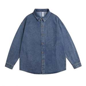 New Wholesale Custom Logo Streetwear Casual <b>Denim</b> <b>Shirt</b> 100% Cotton Vintage Washed Eco-Friendly Anti-Pilling Print - Product Image 5