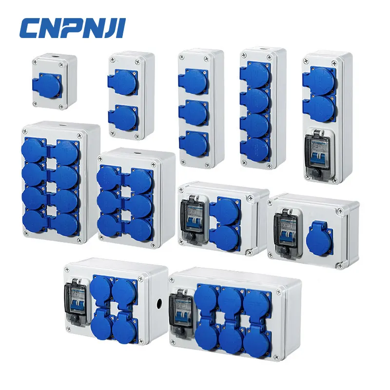 CNPINJI IP67 वाटरप्रूफ प्लास्टिक पावर कॉम्बिनेशन सॉकेट बॉक्स मल्टी-सॉकेट बॉक्स 200*150*100mm