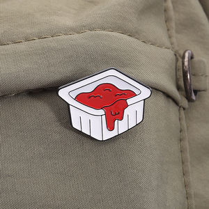 Pin Enamel Kue Dinosaurus Saus Tomat Kartun Hewan Makanan Bros Pin Kerah Ransel Perhiasan Hadiah untuk Teman Grosir - Product Image 3