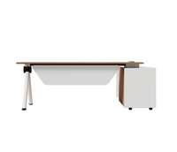 Table de bureau exécutive moderne haut de gamme en bois massif et panneaux de particules, écologique, hauteur réglable, double ventilateur de refroidissement, armoire latérale