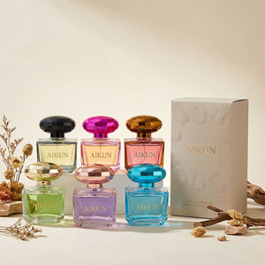 Aikun - Juego de Perfumes en Frascos Cuadrados de Vidrio de 50 ml, Coloridos, con Tapa de Diamantes, Logotipo Metálico de Níquel en Relieve y Caja, para Pedidos de Regalos Navideños en Pequeñas Cantidades - Product Image 1