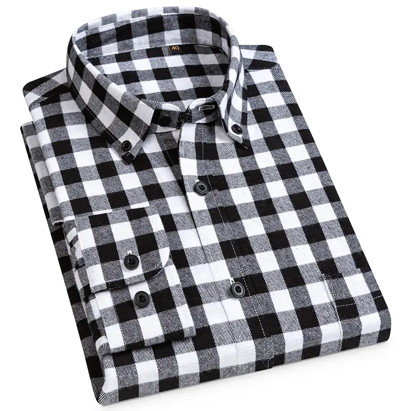 Factory supply casual mens adults teenagers plaid pattern white and black soft breathable cotton IT wear young male shirts