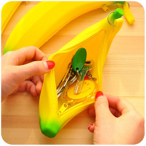 Bananenvorm Siliconen Pennenzak Portemonnee Zachte Siliconen Mooie Studententas Siliconen Potloodzak - Product Image 5