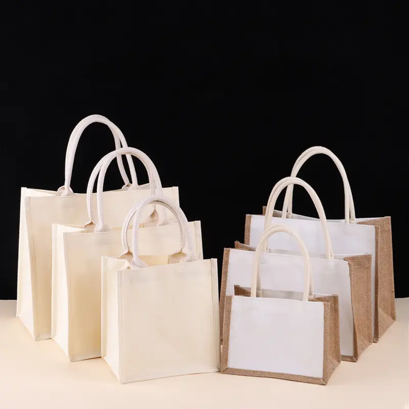 2023 XIANGHUI wholesale tote bags with custom printed logo jute shopping bag gift bags