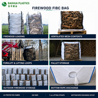 Sac de stockage de bois de chauffage extérieur 1000 kg, ventilé, en FIBC Jumbo, robuste, traité anti-UV, réutilisable, pour approvisionnement en vrac Saco Lena