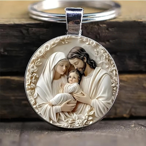 Llavero con Colgante de Nuestra Señora de Jesús, Tema Católico, Pequeño Regalo Creativo de Metal con Diseño de Ángel - Product Image 1