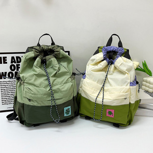 <b>Drawstring</b> <b>Backpack</b> Off White And Green Large Capacity Lightweight Female Outdoor Sports Everyday Use Summer 2025 - Product Image 2