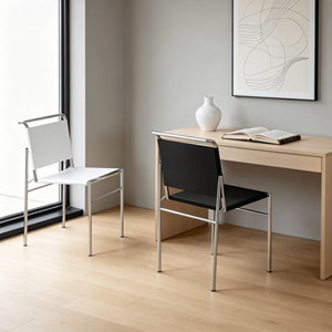 Silla <span class=keywords><strong>de</strong></span> <span class=keywords><strong>Comedor</strong></span> Moderna Minimalista <span class=keywords><strong>de</strong></span> Metal Reforzado con Asiento <span class=keywords><strong>de</strong></span> Cuero <span class=keywords><strong>para</strong></span> Salas <span class=keywords><strong>de</strong></span> Estar/Comedores - Product Image 4