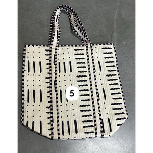 Bolsa de Mano Grande de Algodón Hecha a Mano, Diseño Acolchado con Estampado de Bloques, con Cierre, para la Playa, el Mercado, las Compras, Viajes, Regalo Personalizado para Ella - Product Image 1