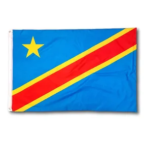 Durable100 % Polyester Republiek Congo Hand Zwaaien Vlag
