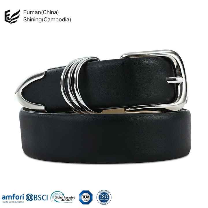 Women's Fashionable Top Layer PU Material Skirt Belt Small Fragrant Wind Style Senior Business-Suitable Thin Cowhide Leather