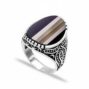Ottoman Style Onyx Stone Oval Shape <b>Men</b> <b>Ring</b> Jewelry Man Jewellery Wholesale Handcrafted Authentic 925 Sterling <b>Silver</b> <b>Men</b> <b>Ring</b> - Product Image 2