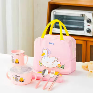 Vaisselle pour enfants, tasse à poignée pour bébé, nouveau style créatif, motif de dessin animé mignon, bol à soupe en acier inoxydable pour élèves du primaire - Product Image 3
