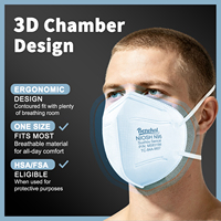 Masque anti-poussière jetable approuvé NIOSH CDC EN149, pliable, en tissu filé-soudé, avec pince-nez réglable, 4 couches de filtres anti-poussière