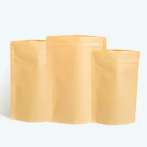Üretici biyobozunur Stand up kraft kağıt torba ile temizle pencere ve fermuar için gıda un somun pirinç çay baharat