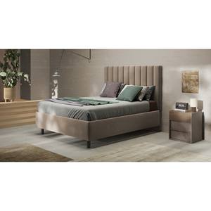Cama doble TEDDY con almacenamiento en terciopelo color arena - Product Image 1