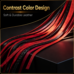 Fouet en cuir premium noir et rouge à 9 queues, fouet à main, entrepôt USA, vente en gros, artisanat du cuir, fouet d'entraînement professionnel - Product Image 4
