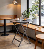 Nouvelle table pliante de terrasse en fer forgé, support métallique pliable, étanche, légère, ronde, pour repas en plein air
