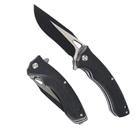 Couteau de poche pliant EDC en acier 5CR13 avec manche G10, trou pour le pouce, couteau de survie pour le camping, la chasse et les activités de plein air, avec clip de transport