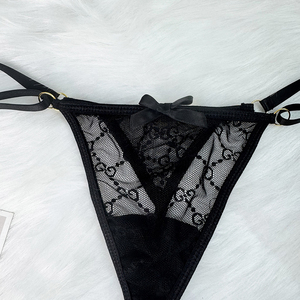 String pour femmes matures 2025, vente directe, nom personnalisé, tangas pour femmes, sous-vêtements transparents, culottes en <span class=keywords><strong>dentelle</strong></span> noire - Product Image 3