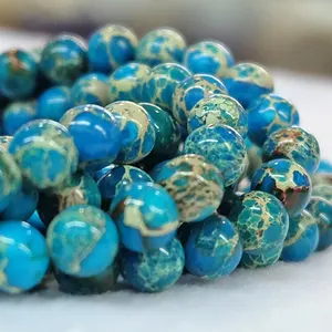 Pierres précieuses rondes en Jaspe impérial, perles en pierres semi-précieuses, bleu naturel, en vrac, taille 4 à 12mm, livraison gratuite