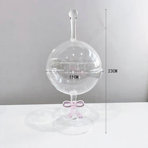 Стеклянная банка ручной работы в форме глобуса, выдувная, розовая, с бантом, прозрачная, для конфет, закусок, декоративный контейнер - Product Image 6
