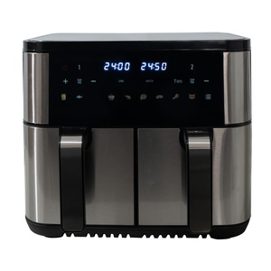 Freidora de aire eléctrica doble moderna de 10L con gran capacidad, nueva pantalla colorida para uso doméstico en idioma operativo francés - Product Image 1